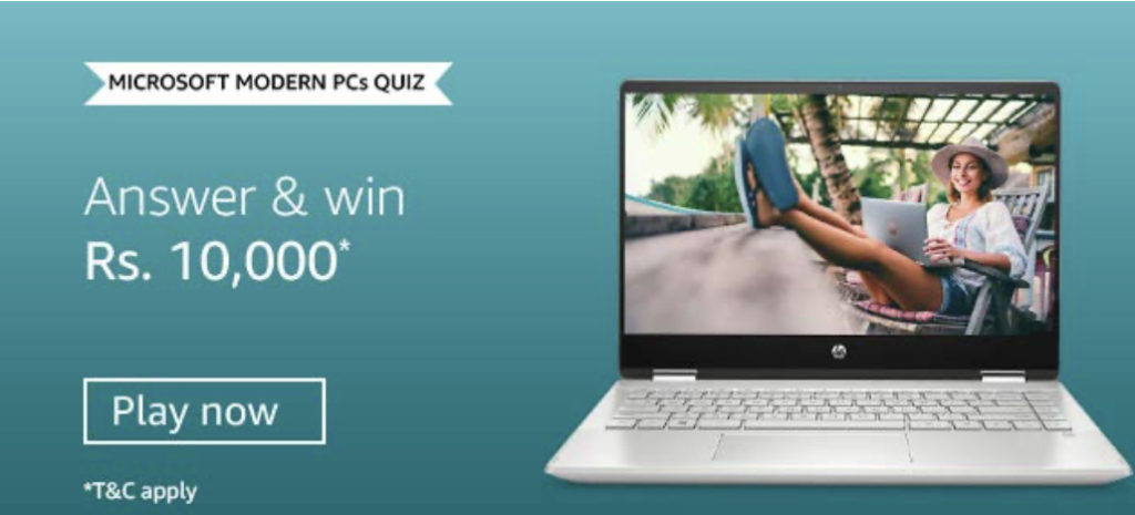 Amazon Microsoft Modern PCs Quiz Answers Live, Win it